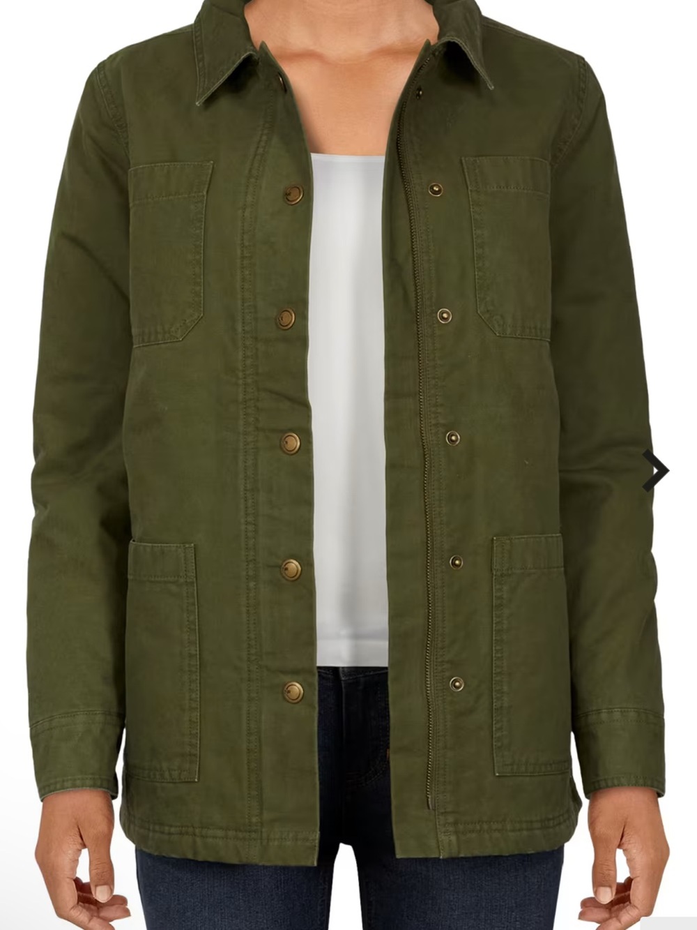 NWT Natural Reflections Green Cargo Jacket Flannel Lined XL